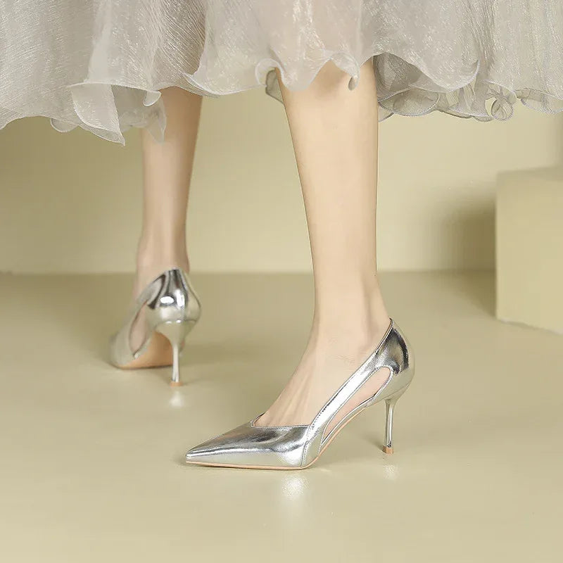 Pointed Stiletto Hollow High Heel - Viexta