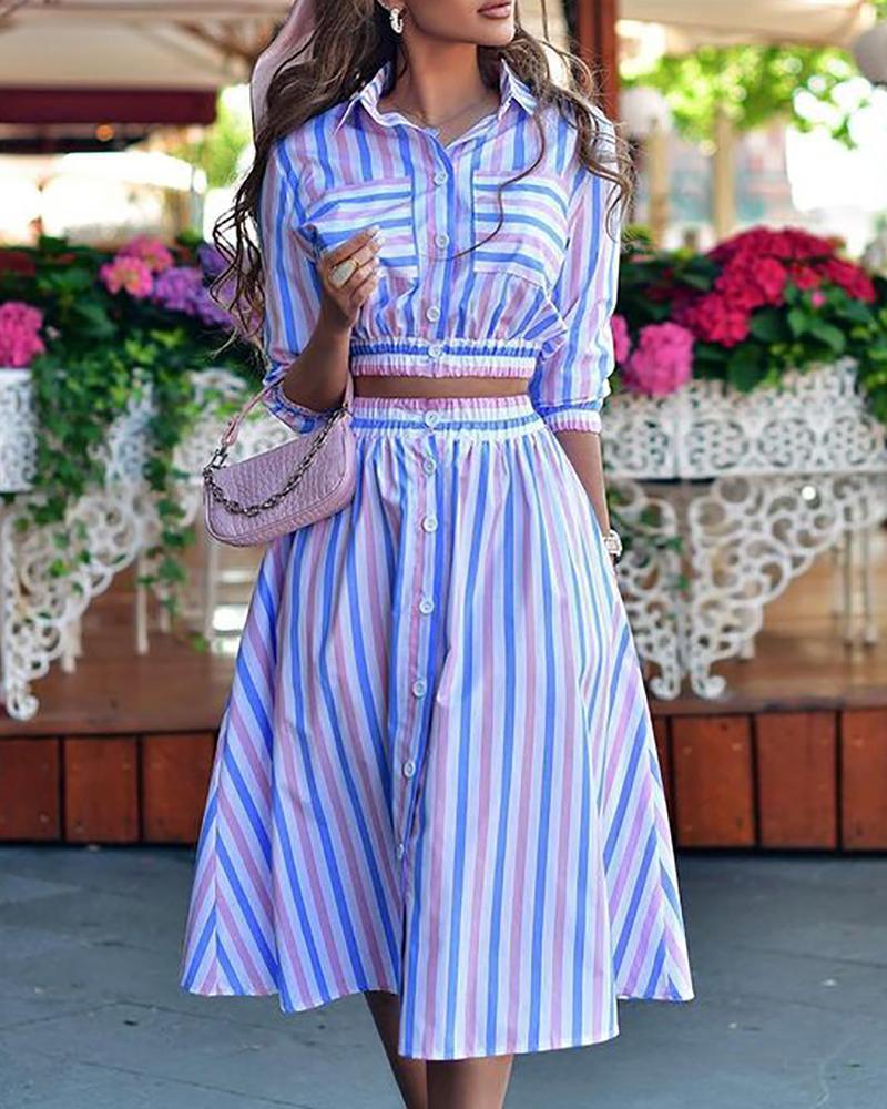 Collar Top Plus-sized Swing Dress - Viexta