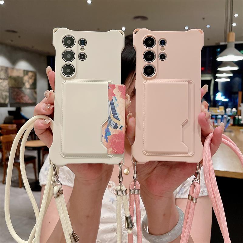 Four-corner Liquid Card Holder Lanyard iPhone Case