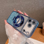 Edge Diamond Magnetic Quicksand Bracket Drop-resistant iPhone Case