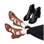 Peep Toe Hollow-out One-word Wedge Heels - Viexta