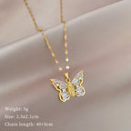 Titanium Steel Micro-inlaid Butterfly Zircon Necklace