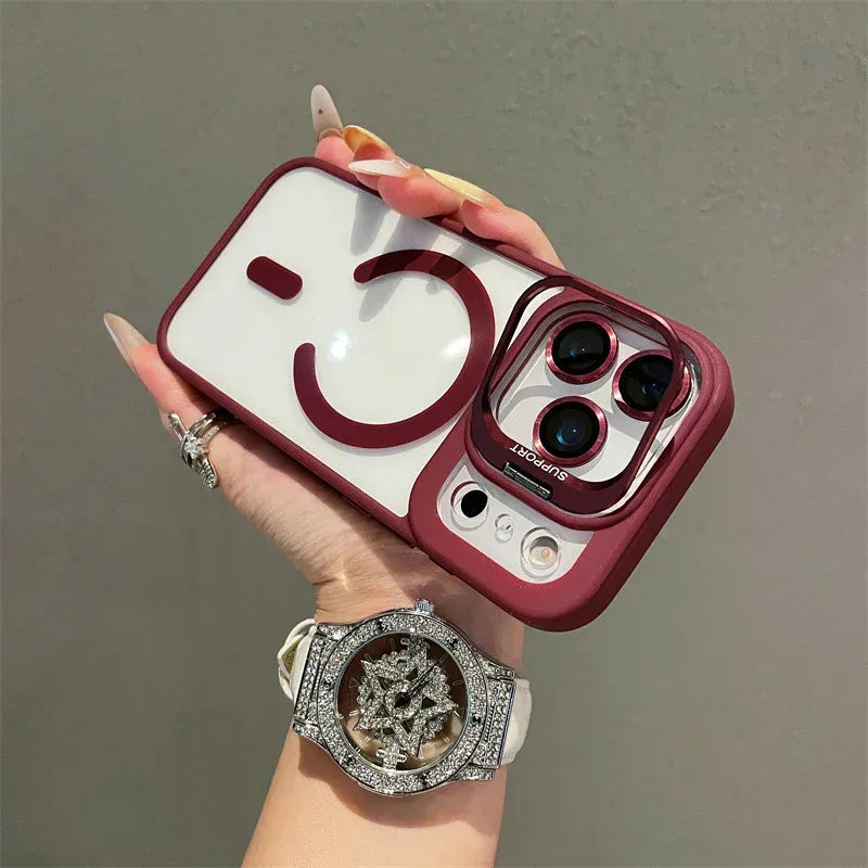Hardware Lens Bracket Transparent Magnetic iPhone Case - Viexta