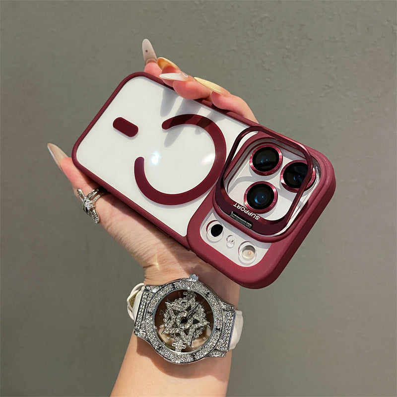 Hardware Lens Bracket Transparent Magnetic iPhone Case