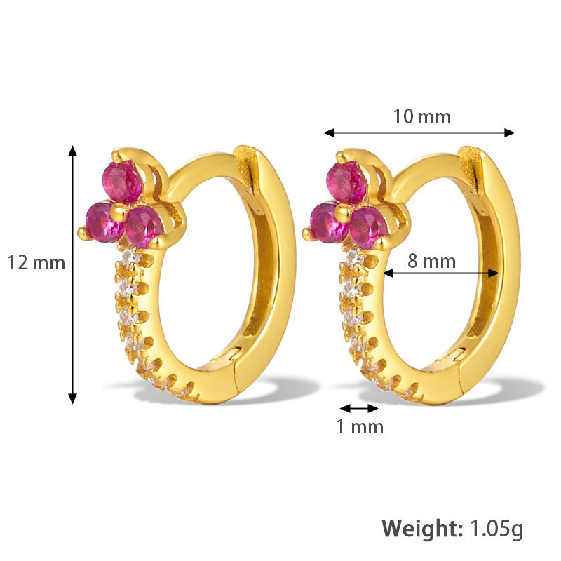 Color Zircon Flower Earrings