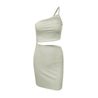 Niche Shoulder Drawstring Dress - Viexta