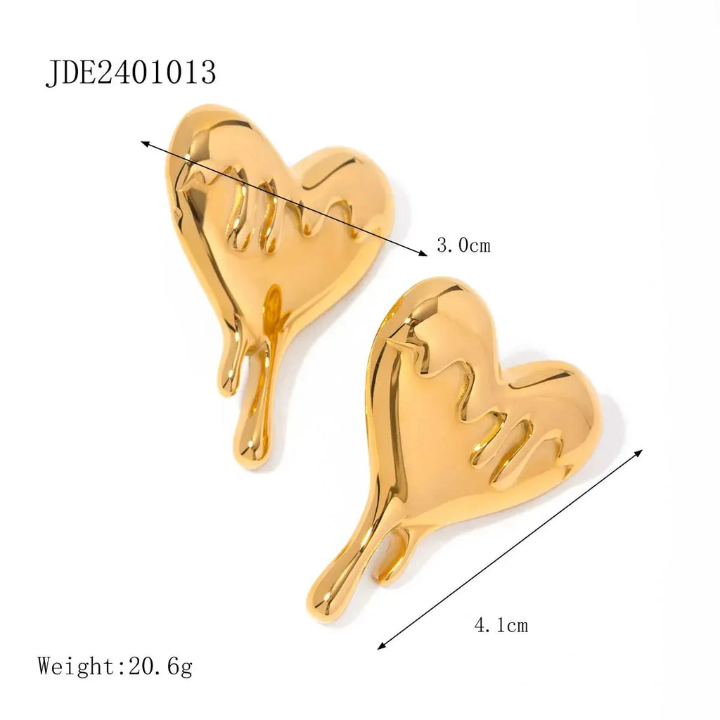 18K Melting Love Heart Earrings - Viexta