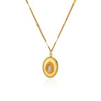 Oval Cat's Eye Pendant Titanium Steel Necklace - Viexta