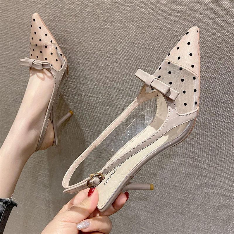 Pointed Toe Stiletto Korean Mesh Closed Heels - Viexta