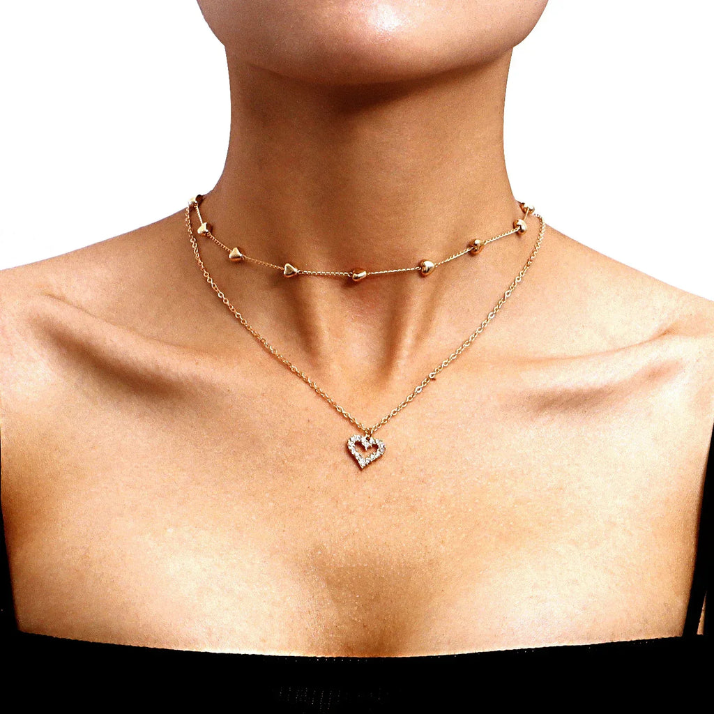 Double-layer Heart Pendant Necklace - Viexta