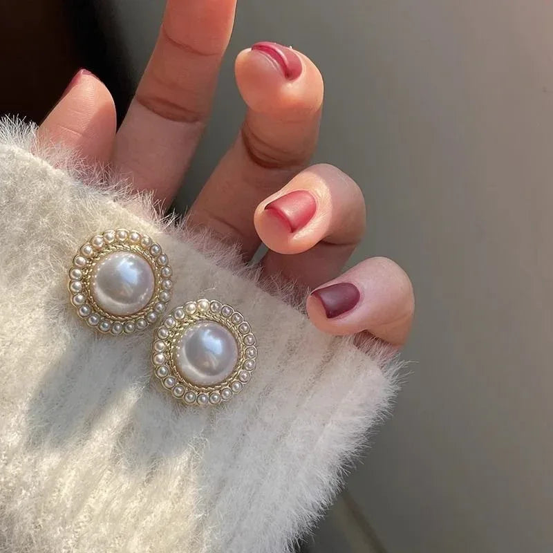 Sterling Silver Needle Pearl Stud Earrings - Viexta