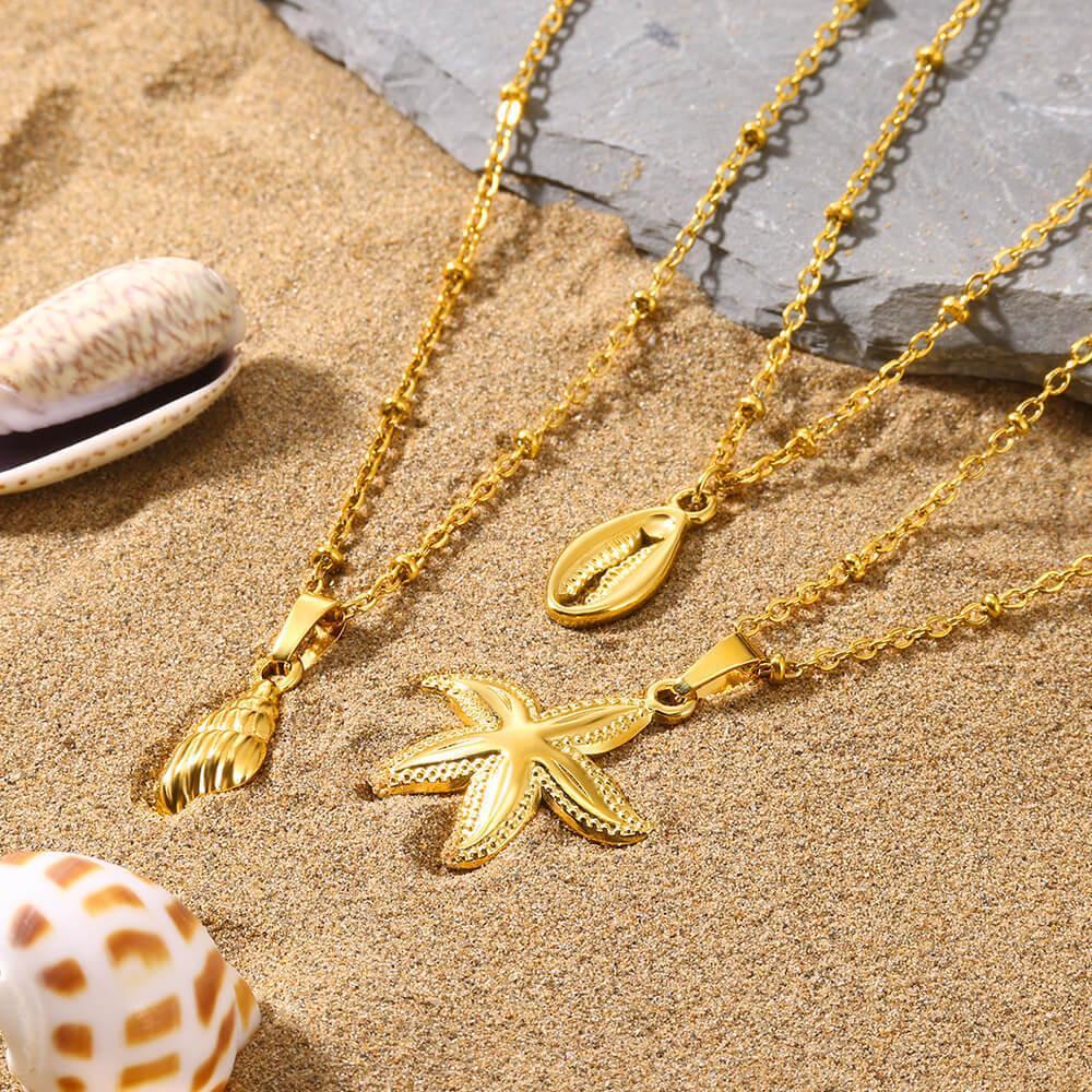 Starfish Beach Stainless Steel Shell Necklace - Viexta