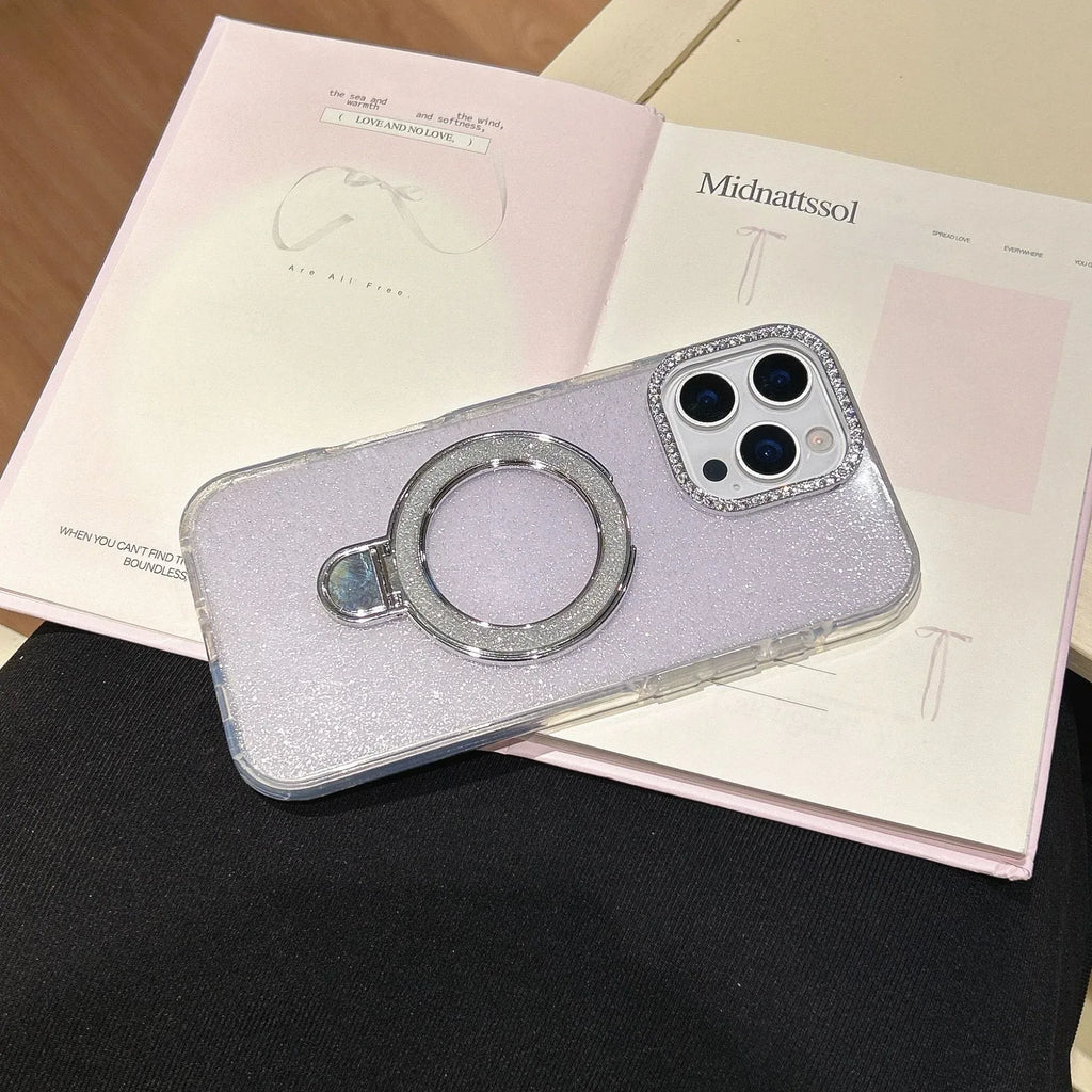 Epoxy Gradient Glitter With Rotating Bracket iPhone Cases - Viexta