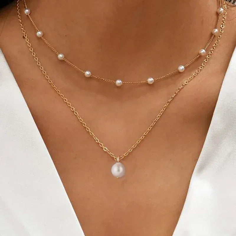 Baroque Pearl Double Layer Necklace - Viexta