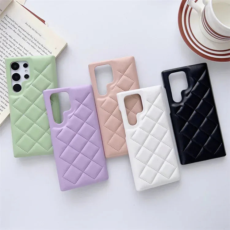 Diamond Plaid Samsung S Series Leather Phone Case - Viexta
