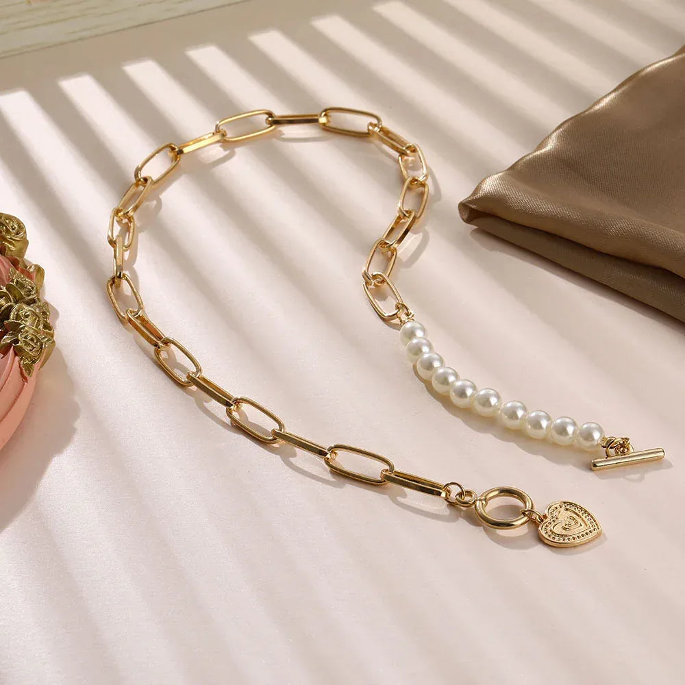 Fairy Temperamental Pearl Love Necklace - Viexta