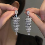 Sparkling Zircon Tree Drop Earrings - Viexta