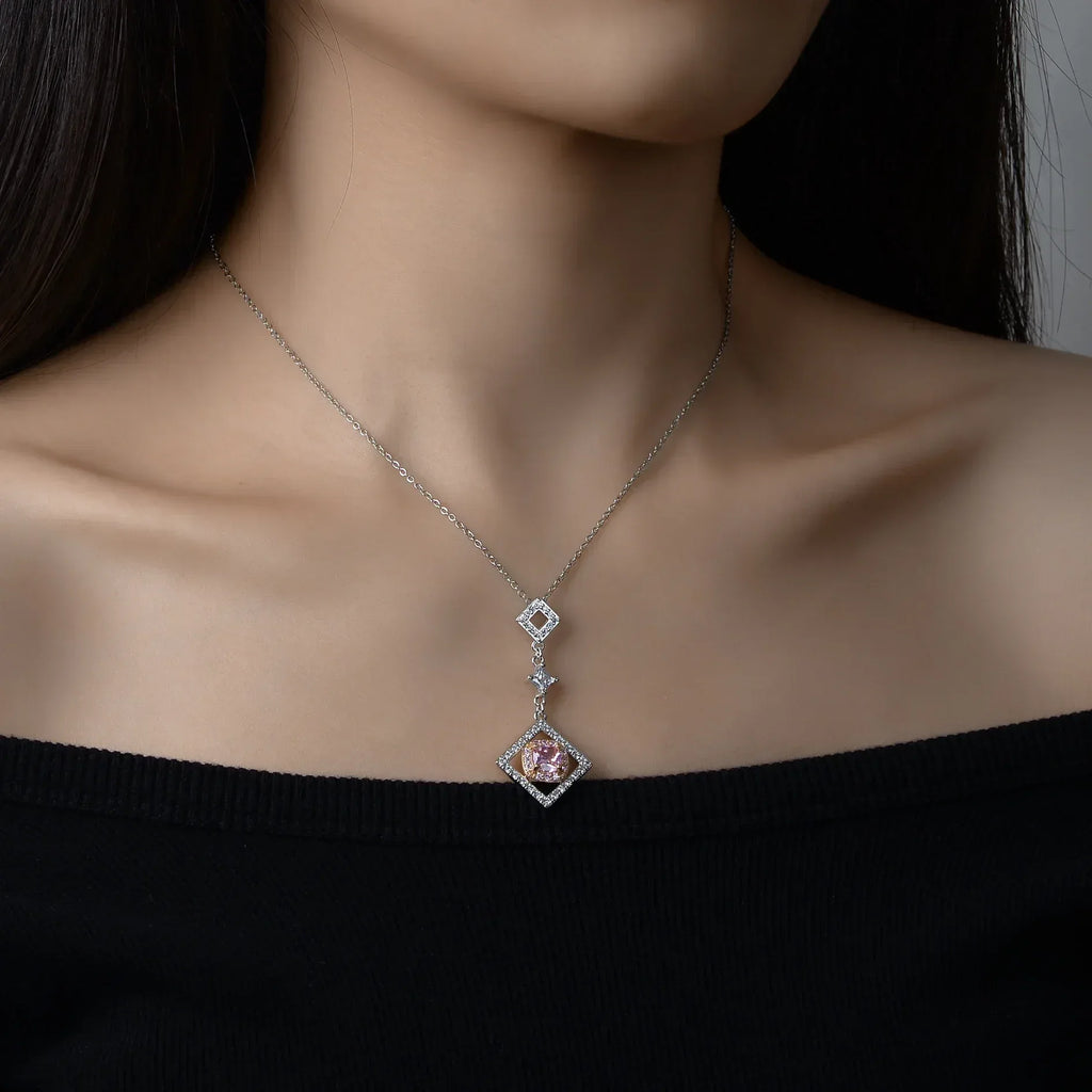 Square Diamond Pendant Necklace For Women - Viexta