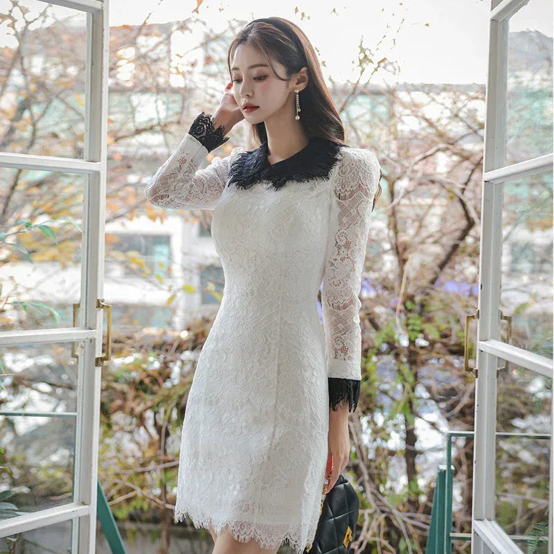 A- Line French Lace Dress Women - Viexta