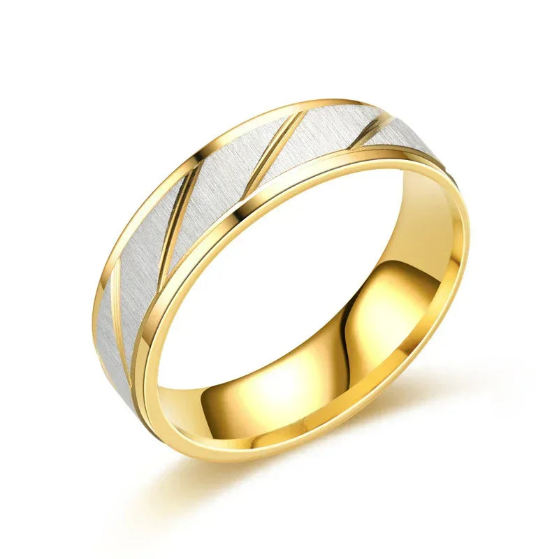 Diagonal 18K Titanium Steel Ring - Viexta