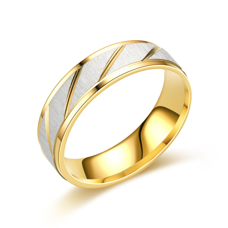 Diagonal 18K Titanium Steel Ring