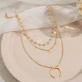 Round Slice Tassel Moon Multi-layer Necklace - Viexta