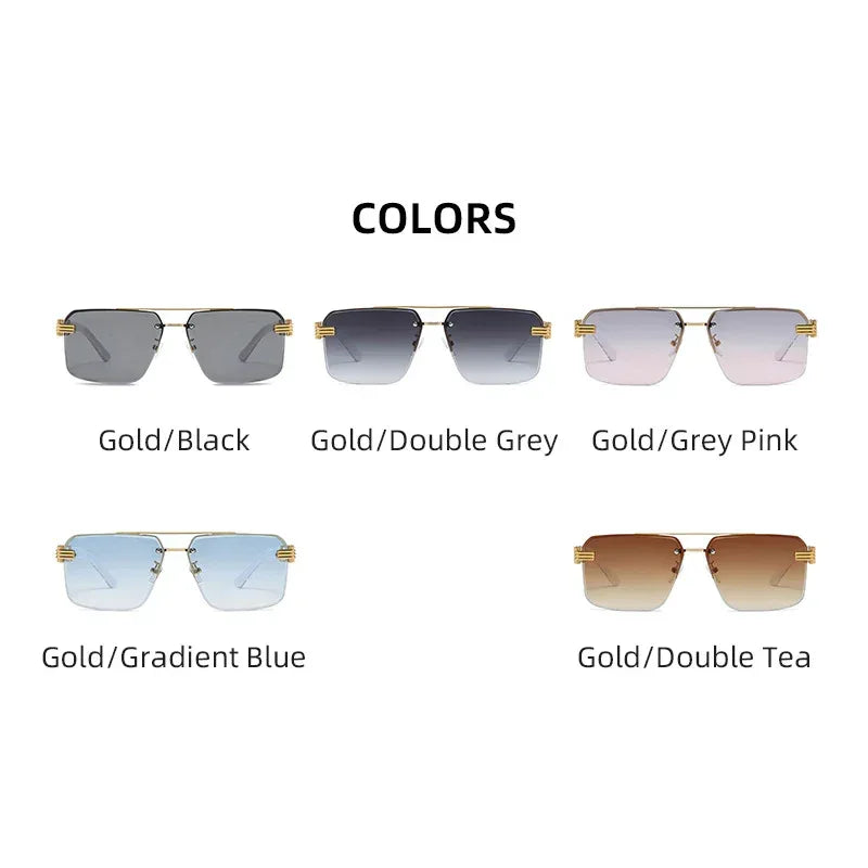 Women's Square Trimmed Sunglasses With Large Frame - Viexta