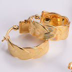 Water Drop Round Crescent Hollow Stainless Steel Earrings