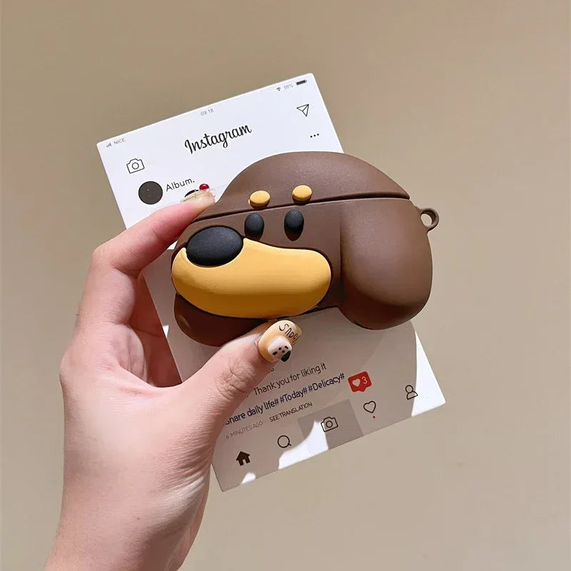 Brown Puppy Silicone Airpod Case - Viexta