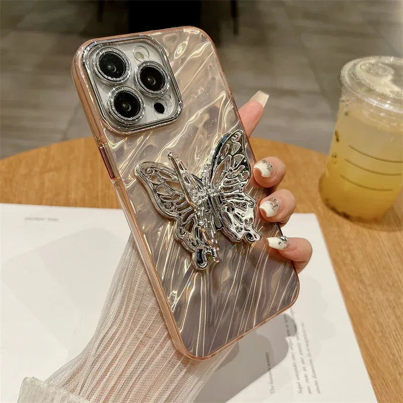 Water Ripple Lens Protector Butterfly Silicone iPhone Case - Viexta