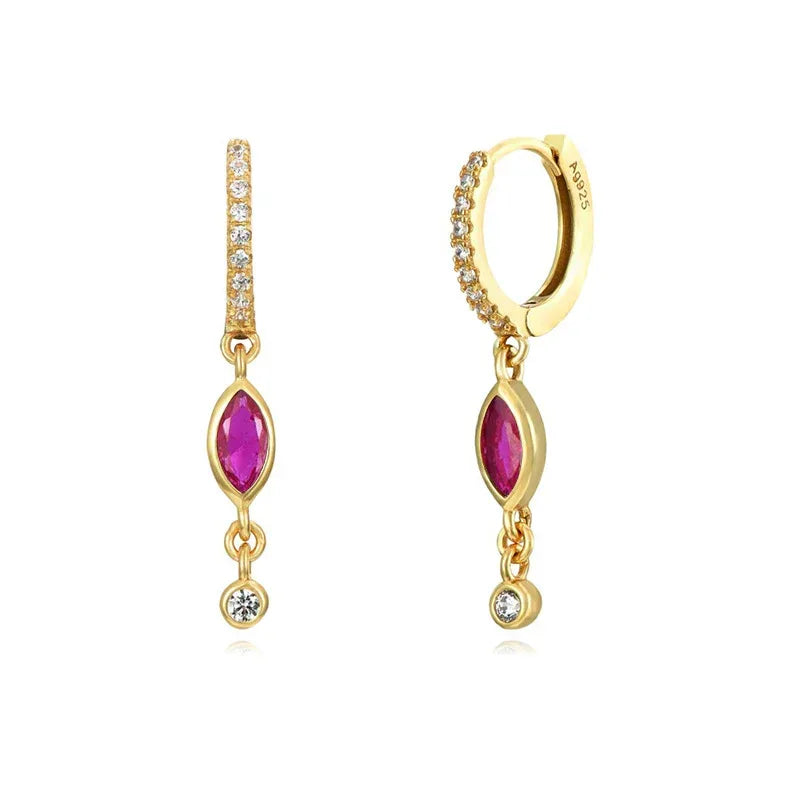 Sterling Silver Needle Zircon Earrings - Viexta