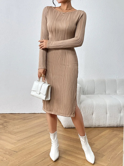 Backless Slim Fit Sheath Dress - Viexta