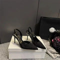 Rhinestone Patent Leather Closed Toe Heels - Viexta