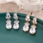 Water Drop Studded Zircon Earrings - Viexta