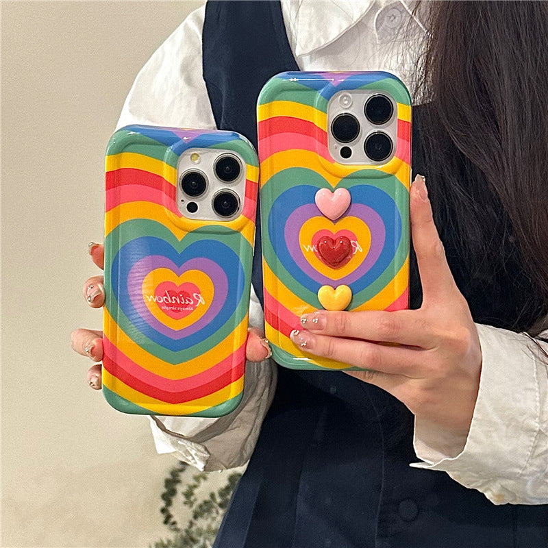 Rainbow Three-dimensional Love Drop-resistant IPhone Case