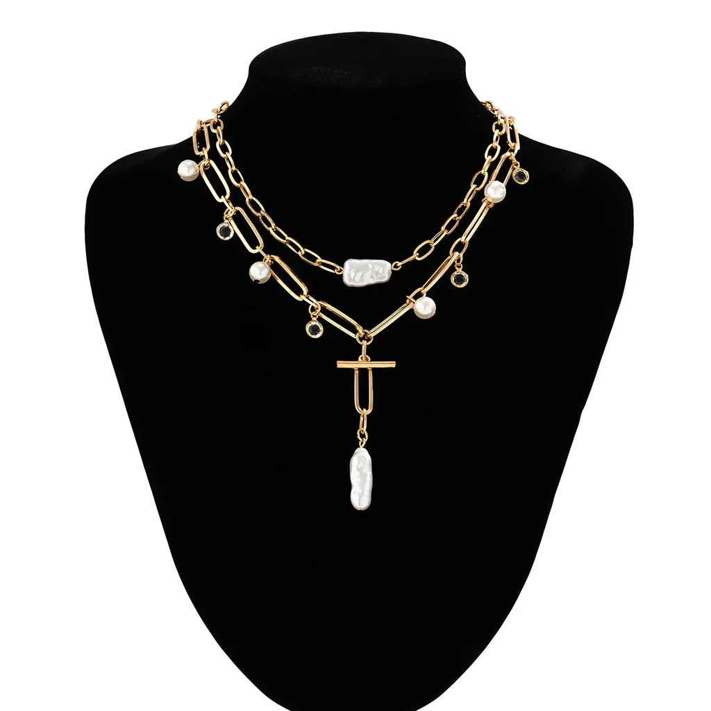 Vintage Pearl Baroque Niche Twin Necklace - Viexta