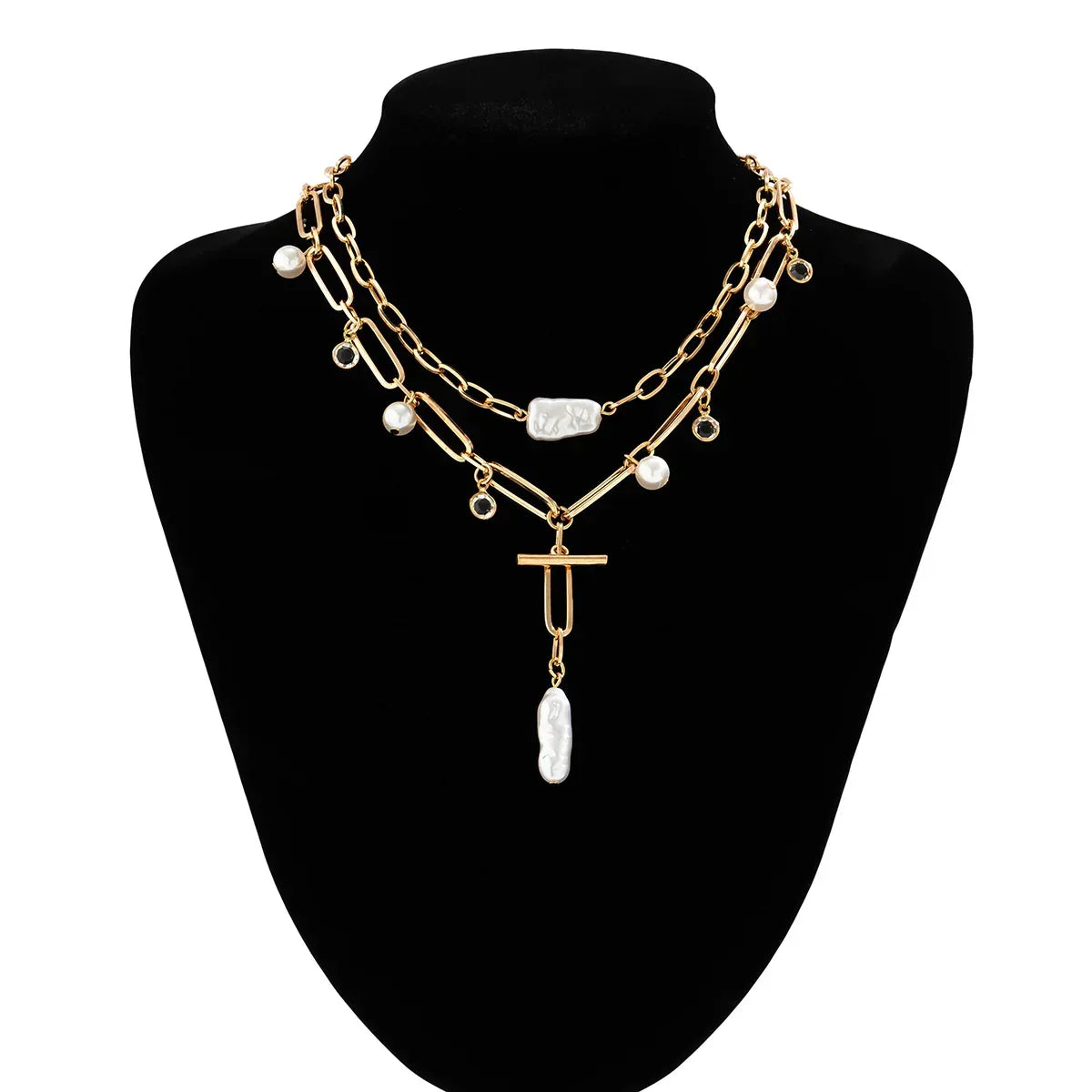 Vintage Pearl Baroque Niche Twin Necklace - Viexta
