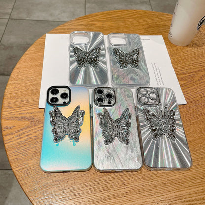 Aurora Three-dimensional Butterfly Bracket iPhone Case