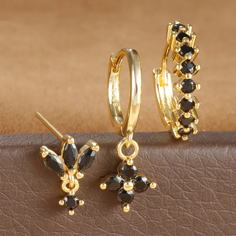 Three-piece Set Square Stud Earrings - Viexta