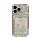 Tulip Flower Card Holder Transparent iPhone Case - Viexta