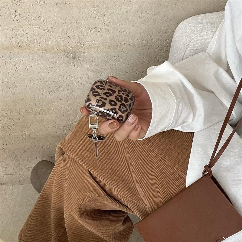 Transparent Brown Leopard Printed earphone Sleeves - Viexta