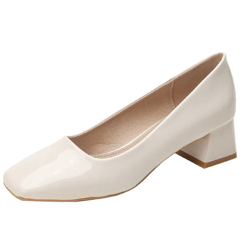 Lady Chunky Square Toe High Heels - Viexta