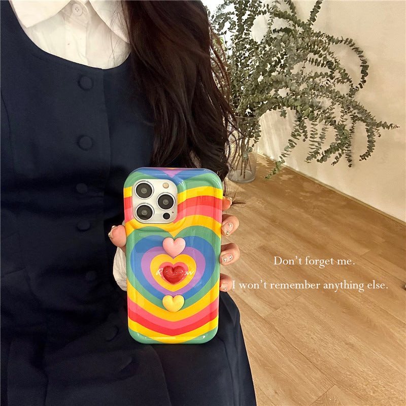 Rainbow Three-dimensional Love Drop-resistant IPhone Case