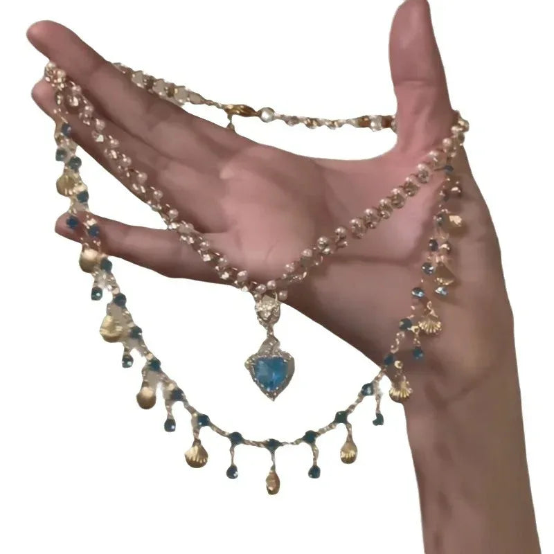 Aquamarine Zircon Tassel Necklace - Viexta