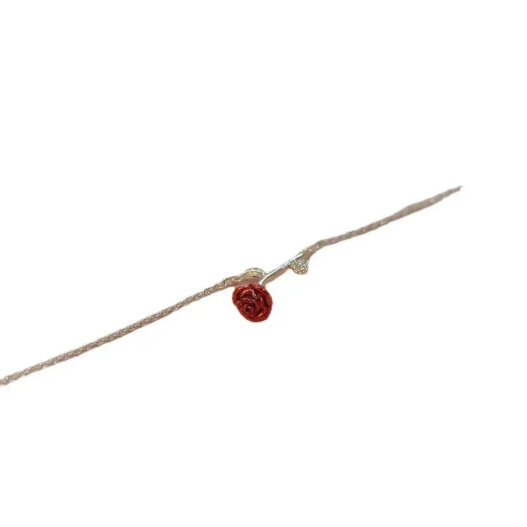 French Rose Wine Red Zircon Necklace - Viexta