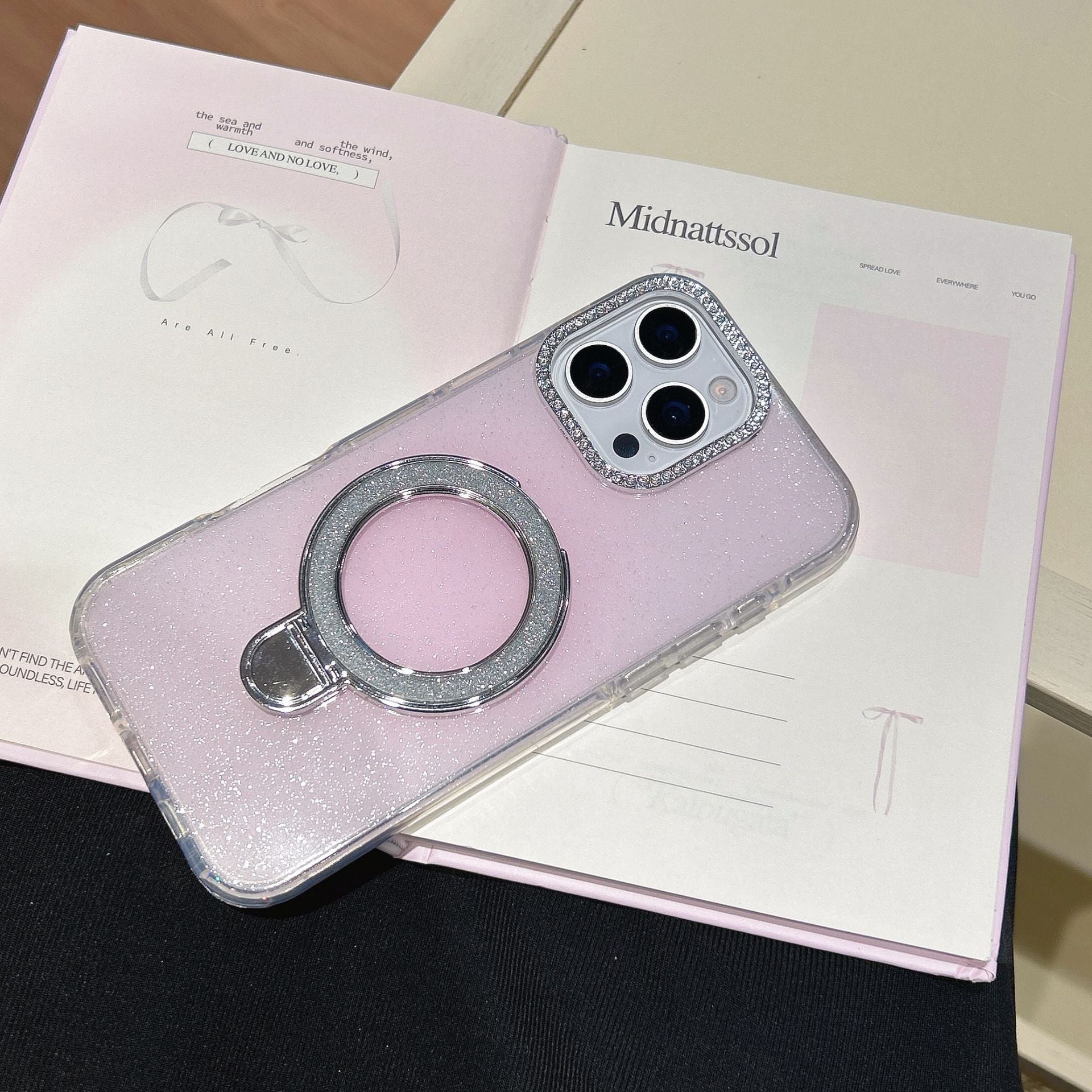 Epoxy Gradient Glitter With Rotating Bracket iPhone Cases