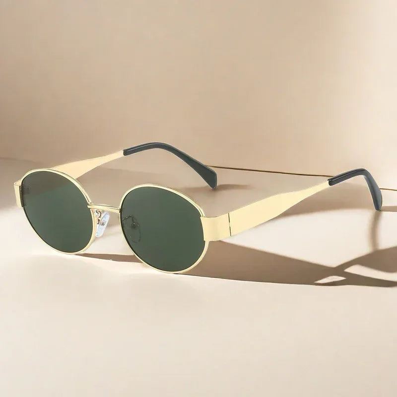 Oval Women's Metal Vintage Sunglasses - Viexta