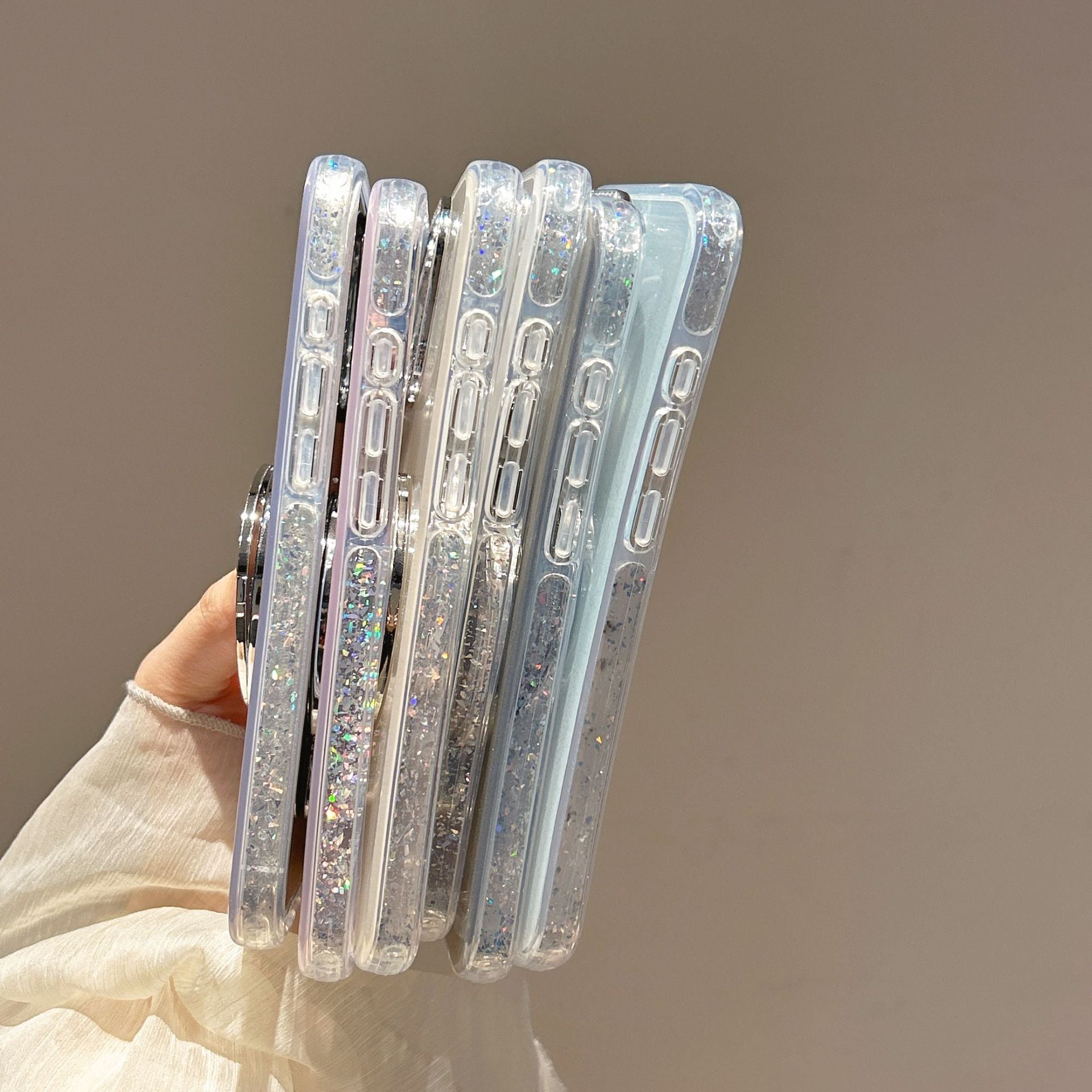 Epoxy Gradient Glitter With Rotating Bracket iPhone Cases