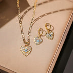 Evil Heart-shaped Necklace And Earrings Suite - Viexta