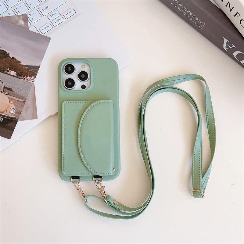 Card Holder Lanyard Litchi Sling Shoulder IPhone Case